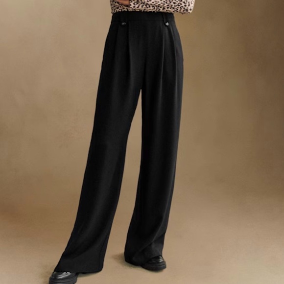 Sezane Pants - NWT Sezane Woman Black Loulou Trousers Cotton Bamboo High Waist Dress Pants 14